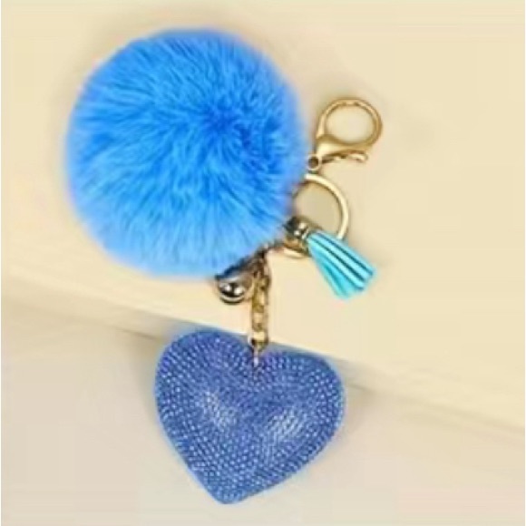 1pc Velvet Rhinestone Heart Key Chain, Pendant, Bag Charm 5 Colors Available - Picture 3 of 6